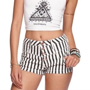 Kendall and Kylie Denim Jean Striped Shorts 0
